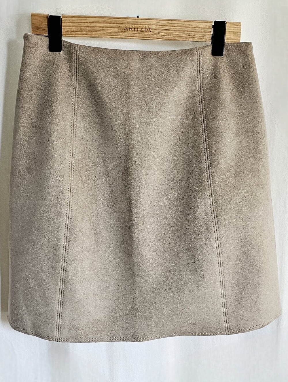 Aritzia Babaton Tan Faux Suede A-Line Hopper Mini Skirt